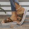 European and American Cross-border Large-size Thick-bottomed One-character Leopard Print Slippers  Trade Outer Wear Fish Mouth Sandals Wholesale