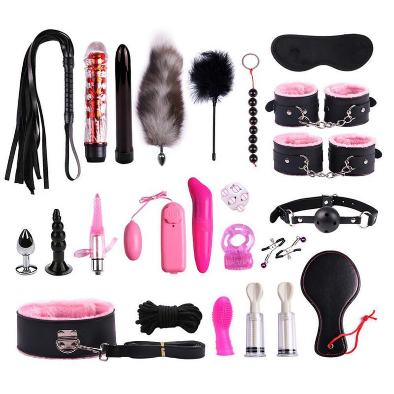 SM Kit 23PCS PU Leather Plush Set Sexy Toy Suit Special Bundled Binding Set
