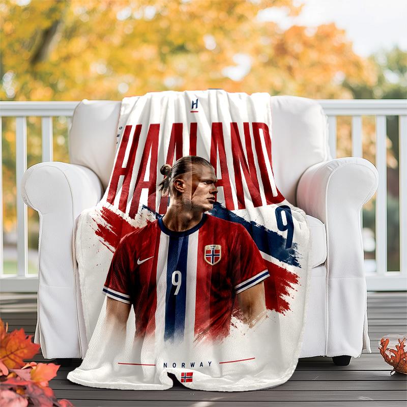 1pc Haaland1 Theme Blanket - Digital Print, Polyester, Cozy for All Seasons, Perfect for Outdoor, and Travel