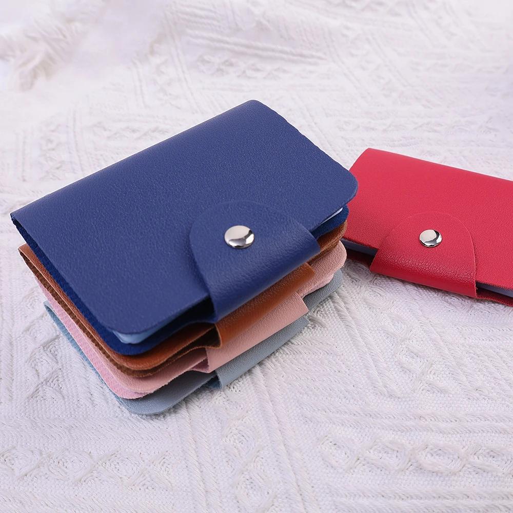 Nouveau Porte-Cartes pour Embouts à 24 Emplacements Sac Simple Couleur Unie Pochette pour Femmes Hommes Organisateur de Cartes de Crédit ID Portefeuille Porte-Cartes en Cuir