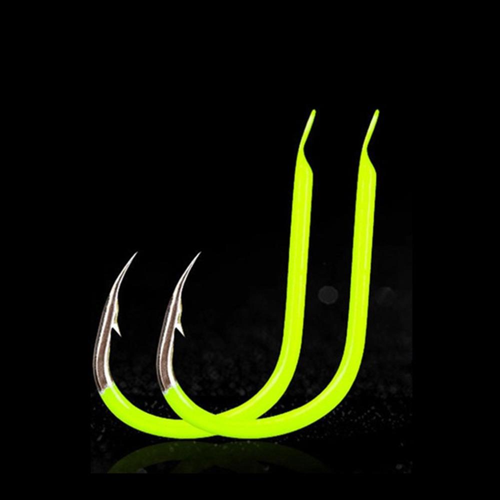 50pcs Sea Tackle for Carp Carbon Steel Bait Holder Luminous #8 / #9 / #10 Fishing Hooks Fishhooks