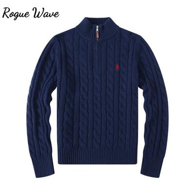 RogueWave Classic High Zip Knitted Sweater Youth Trend Long Sleeve for Autumn Daily Wear
