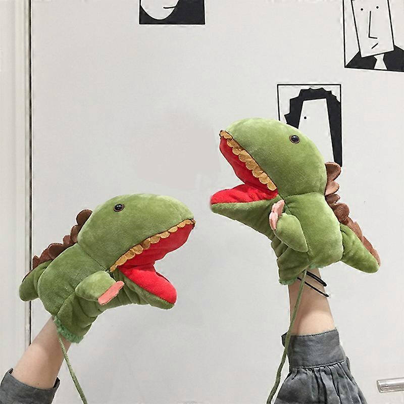 1 Pair Dinosaur Hand Gloves Cartoon Realistic Fabric Open Mobile Mouth Hand Puppet Toys For Kids