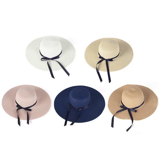 Women Straw Hat Wide Brim Lace-up Ribbon Sun Protection Hat Lightweight Quick-Drying Hat Hiking Walking Neck Coverage Hat