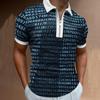 New European and American Men's Casual Personality Fashion Lapel Short-sleeved Polo Shirt 3D Irregular Printing T-shirt Men