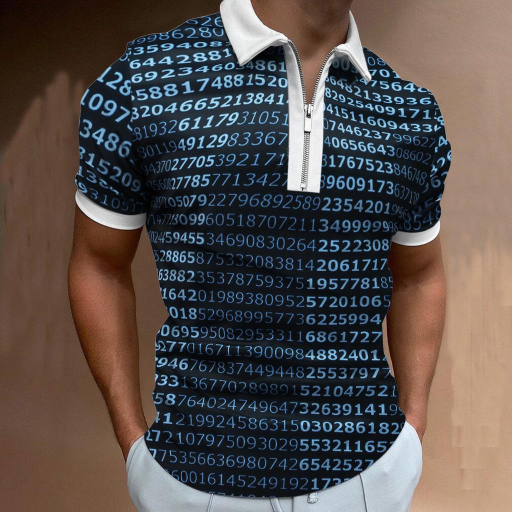 New European and American Men's Casual Personality Fashion Lapel Short-sleeved Polo Shirt 3D Irregular Printing T-shirt Men