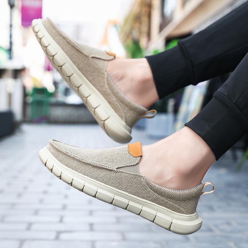 Moda Erkek Sürüş Ayakkabıları Yaz Kanvas Ayakkabılar Nefes Alabilir Rahat Dış Mekan Slip On Yürüyüş Spor Ayakkabıları Erkekler İçin Klasik Loaferlar