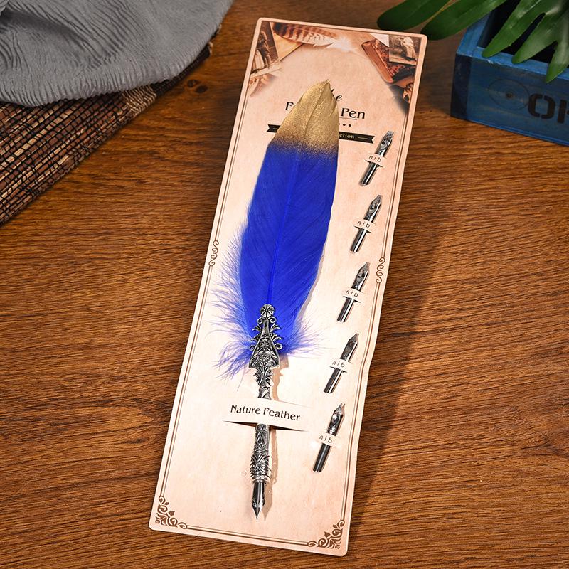 Creative Feather Dip & Fountain Pen Set - Stainless Steel Business & Birthday Gift