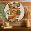 2D Flat, 1pc Vintage Round Metal Aluminum Sign, Portuguese "As Regras Da Cozinha" - 7.87x7.87 Inches Funny Kitchen Rules Design, Retro Rustic Wall