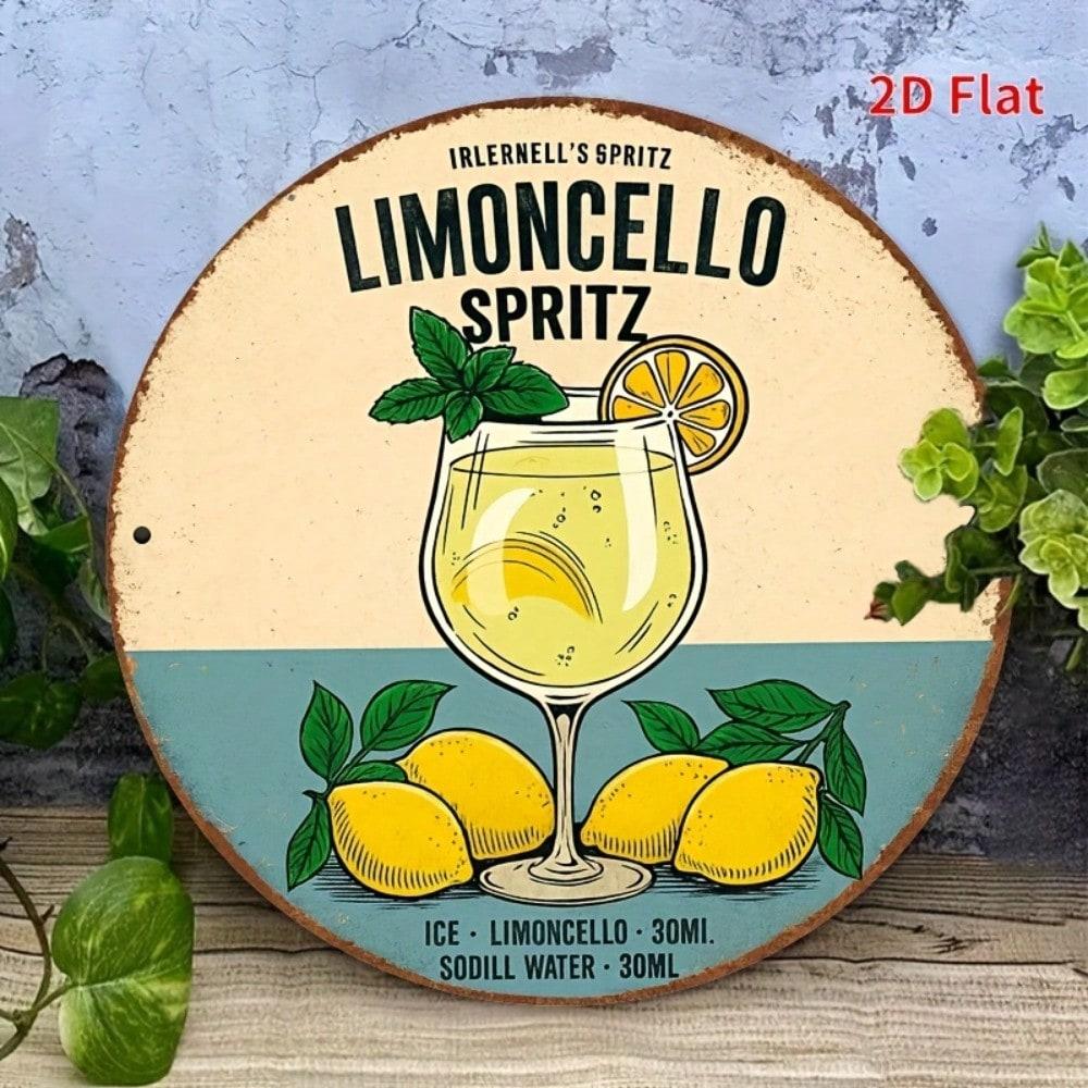 Vintage Metal Tin Sign 8x8 Inch Round Limoncello Spritz Wall Art Rustic Decor for Garage Man Cave Garden Bar Outdoor