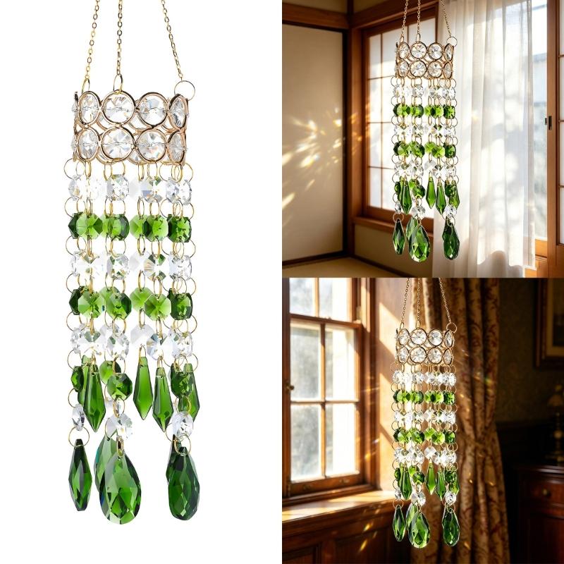 Hanging Crystal Pendants Garden Suncatchers Wind Chimes Rainbows Prisms Crystal Chain for Window Drop Bells
