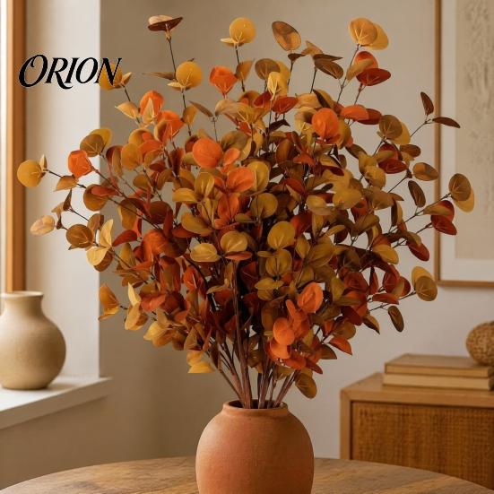 Long Lasting Faux Leaf Branches Fall Eucalyptus Stems, Artificial Leaves, Fake Greenery Branches, Thanksgiving Harvest Home Decor Flowers for Wedding