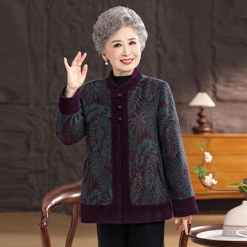 Chinese Style Woolen Tang Suit Coat - Winter Warmth for Elderly Women, Ideal for Mothers, Grandmothers, and Ladies In Their 60s and 70s