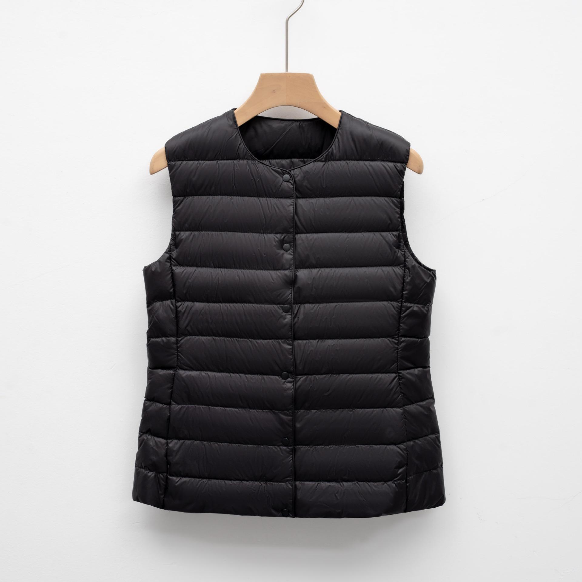 

Легкий жіночий пуховий жилет без рукавів - Короткий з круглим вирізом, внутрішній одяг для осені/зими M