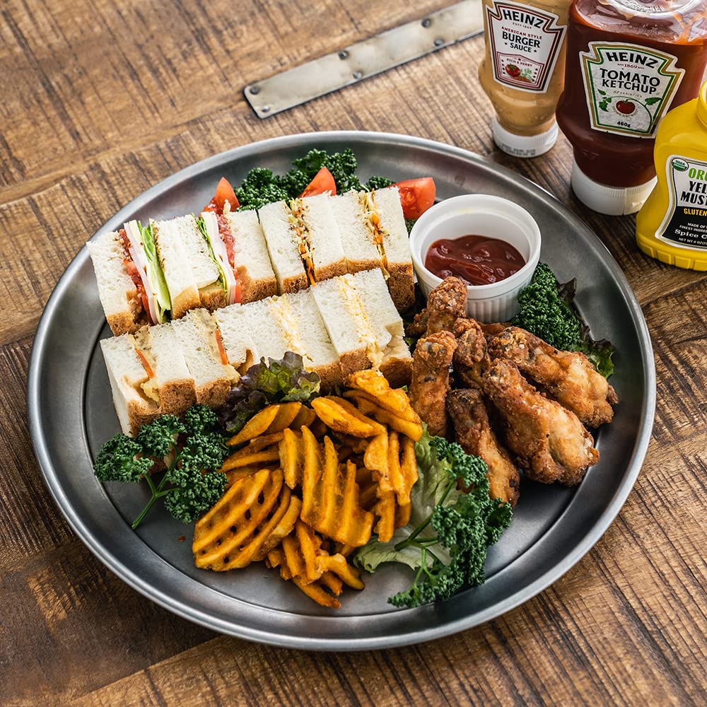 Vintage Inox Round Serving Tray, 36cm, Made In Japan, Authentic VINTAGEINOX. Ideal for Cafes and Restaurants. Stainless Steel, Aged Finish,