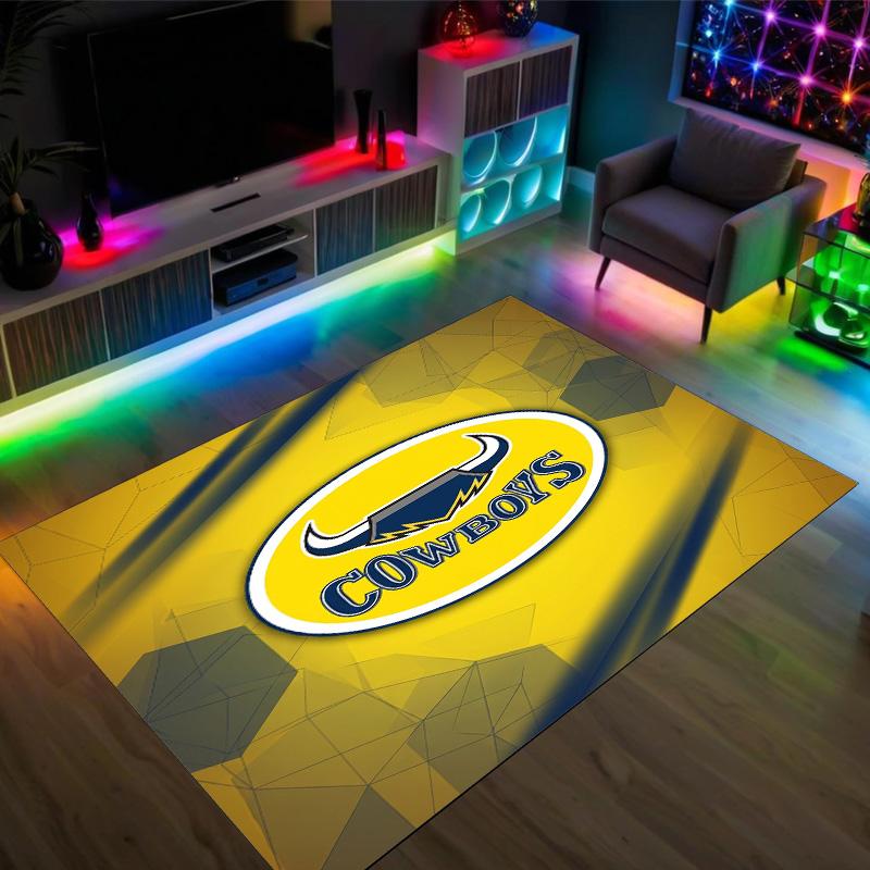 North Queensland Cowboys Design Crystal Velvet Carpet Cozy Non?Slip Printed Rug For Bedroom Living Room Entrance