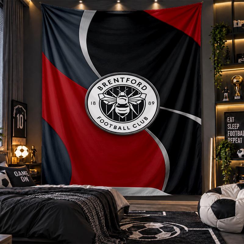 Wall Hanging Tapestry Brentford Football Print Cloth for Living Room Bedroom Home Decor