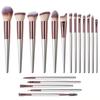 18-Piece Champagne Gold Makeup Brush Set: Powder, Blush, Eyeshadow, and Concealer Tools
