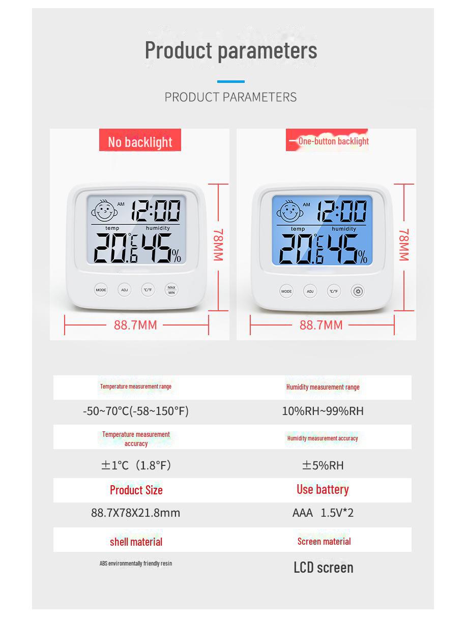 

Высокоточный настенный электронный термометр и гигрометр с временем и датой - Smiley Face для использования в помещении и дома
