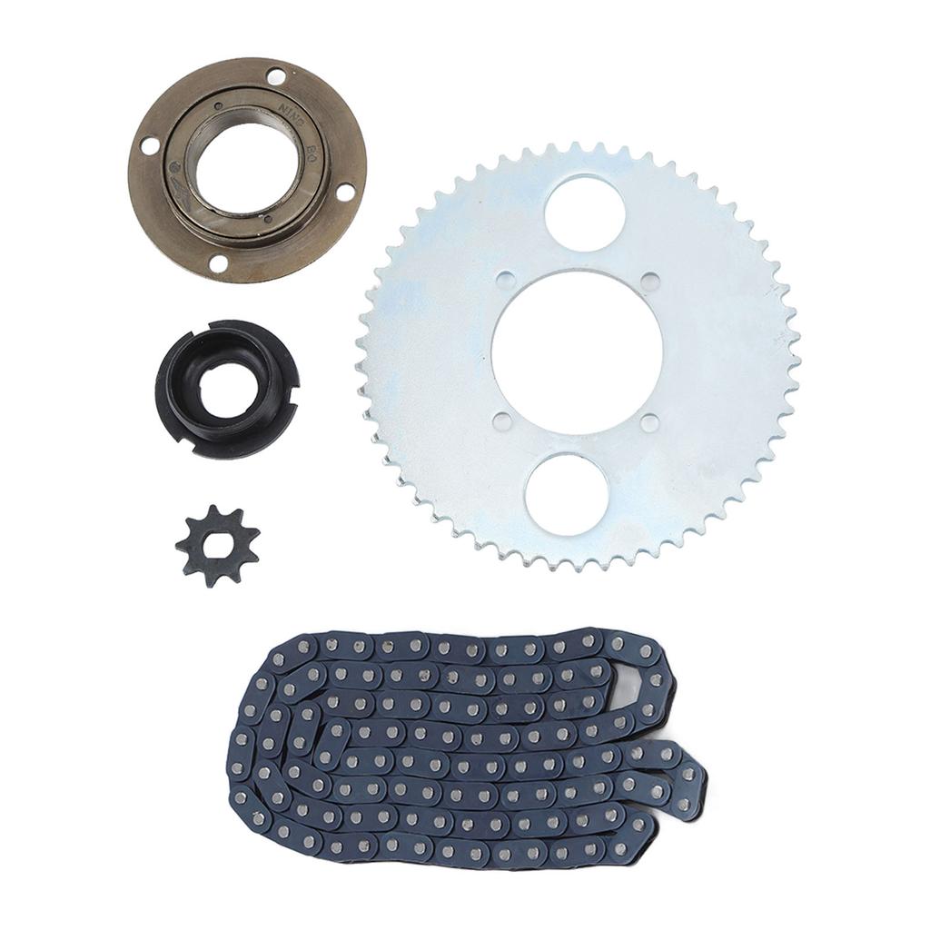 T8F Chain Sprocket Kit Steel 116 Link Drive Chain with Toothless Freewheel 54T Chainring Connector 9T Sprocket Turning Set for DIY Bike Scooter
