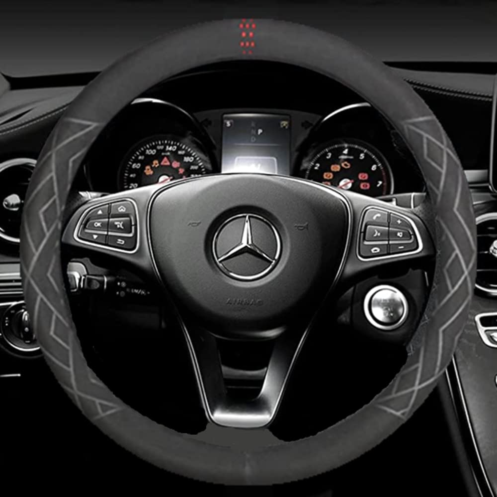TATACLEA Steering Wheel Car Full Universal Car Steering Wheel for Standard and Light Cars Cover, Interior, All-Season, Suede, Luxury, Stylish, Cool,
