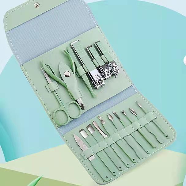 12 pieces of 16 pieces nail clippers set stainless steel nail art pedicure exfoliating nail file nail clippers set storage bag
