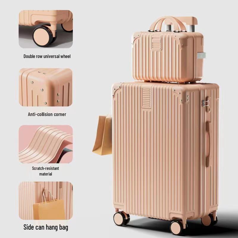 Women's Vintage Large-Capacity Trolley Suitcase - Durable, Stylish Travel Box with Zipper