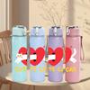 1PC Red Heart Cute Cat Mark 750ml Color Plastic Sports Water Bottle Leakproof Flip Straw Lid For Sports Office Home Use