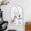 Adesivi Specchio da Parete Stile Boho Decorazione Finestra ad Arco, Specchio Finto Acrilico con Cornice in Legno, Adesivo da Incollare per Casa, Adesivo Autoadesivo per Vetro Finestra