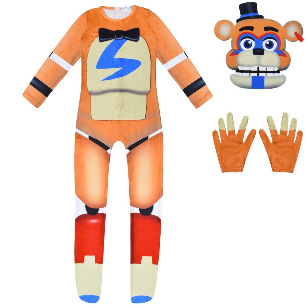 Sundrop Kid Fnaf Toy Bear Cosplay Costume Bodysuit Jumpsuit Mask Halloween Glove