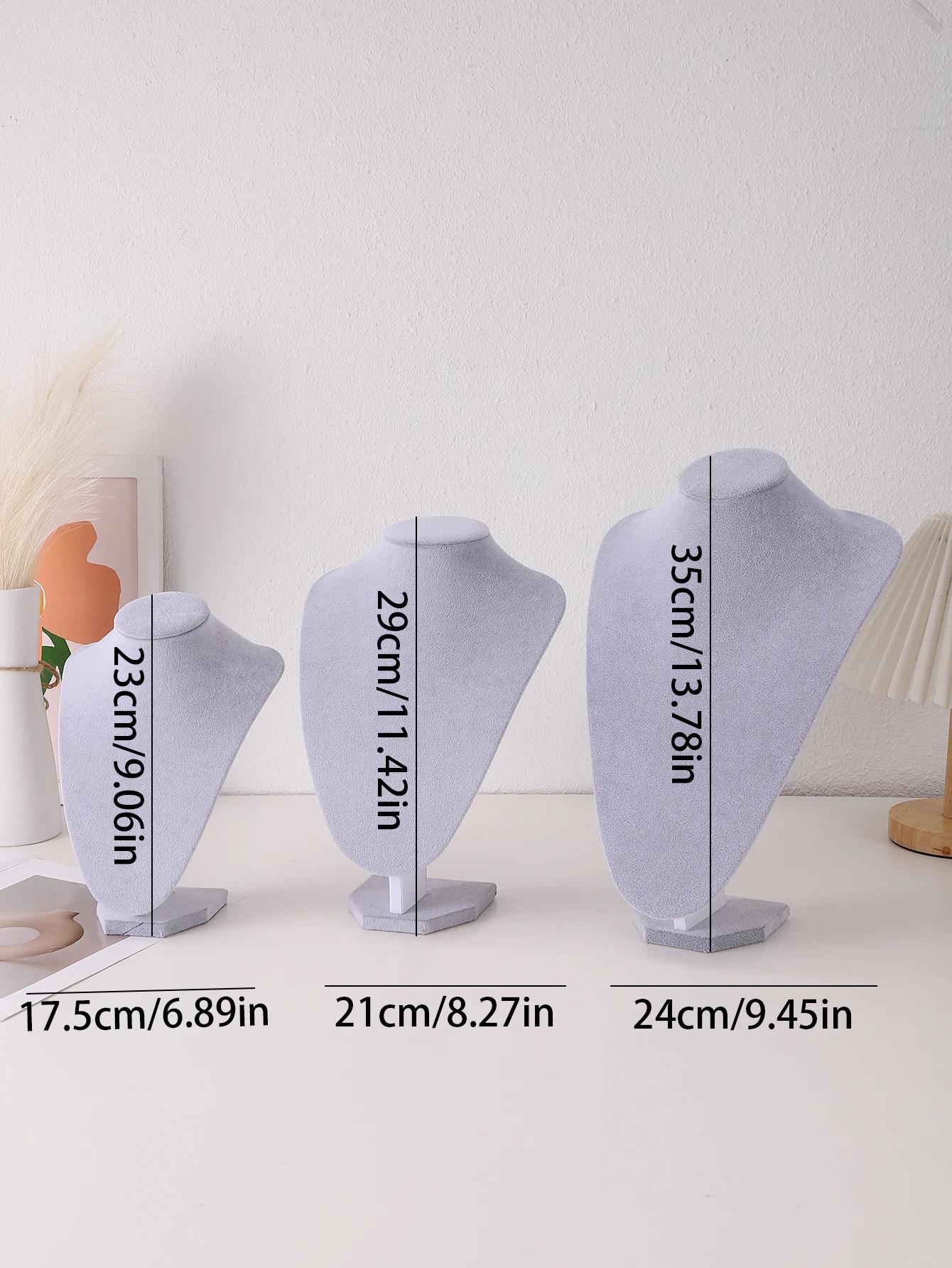 

Бархатный портретный дисплей для ожерелий, подвесной органайзер, стенд для демонстрации ювелирных изделий, манекен для ювелирных изделий, бюст, ожерелье, подвеска, витрина XS(20CM) серый