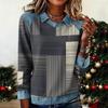 Damenmode Ausgestelltes Langarm Denim Patchwork Sweatshirt Mit Aufdruck Lässiger Pullover Top