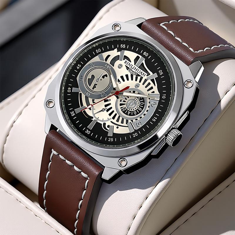 Мужские часы JYL Модные Минималистичные Кварцевые Кожаный Ремешок [Men s Brown Leather] какао коричневый