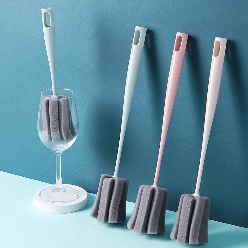 Long Handle Sponge Cup Brush Cleaning Glass Milk Bottle Mug Coffe Tea Cup Bowls Scrubber Washing Clean Brush Kitchen Tool