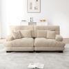 Canapé d'angle Cloud pour salon, Canapé double en chenille avec 2 coussins lombaires et 2 coussins décoratifs, Cadre en bois massif, Chenille marron clair