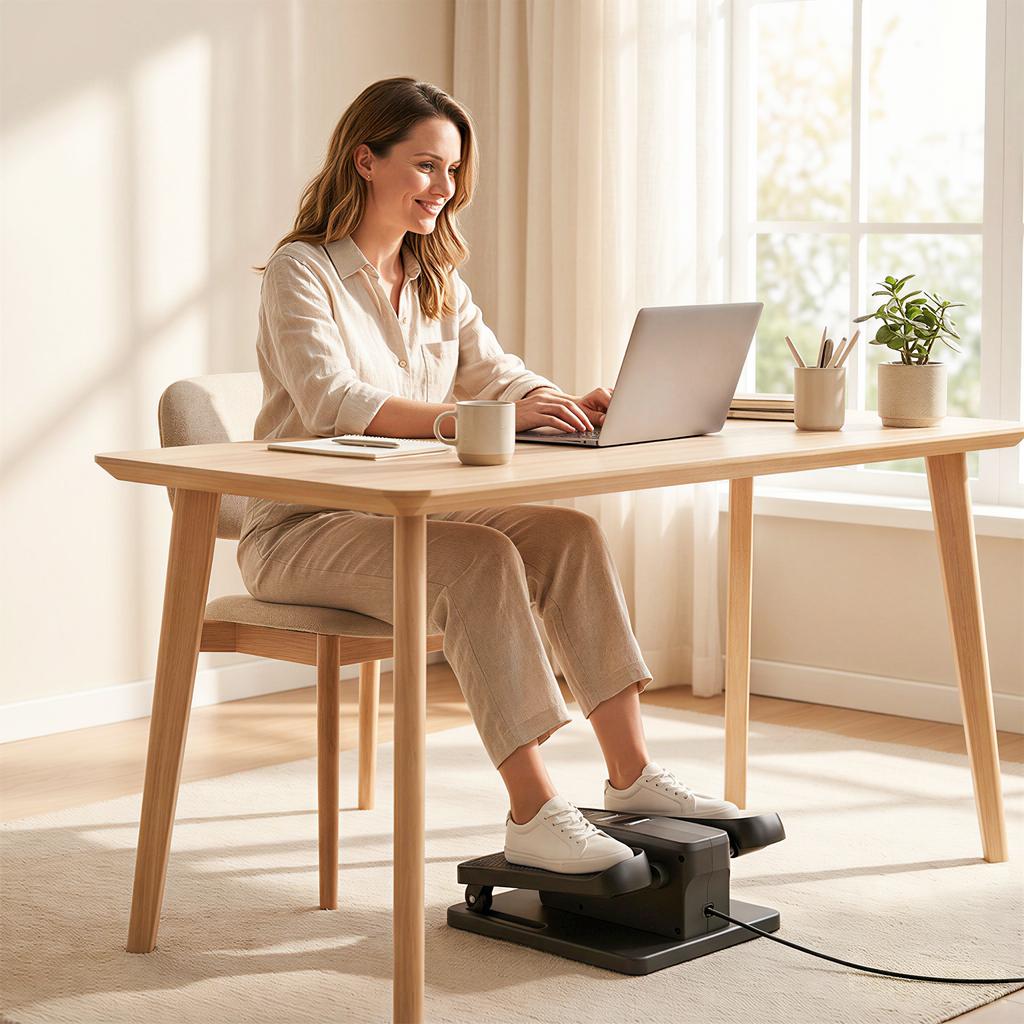 Mini Elliptical Trainer for Home Under-Desk Electric Cross Trainer with Remote Control LED Display 12 Speeds