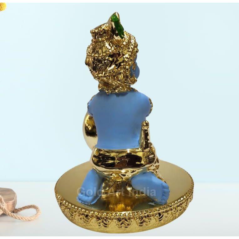 Makhan Krishna Idol for Home Decor, Office Desk | Laddu Gopal Murti for Gifting | Small Statue | Makhan Chor | Bala Krishna for Puja (4 X 3)