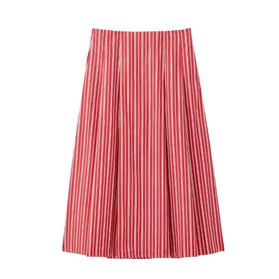 European American Women's Fashion: INS Hot Style Striped Crop Top & Midi Skirt Set