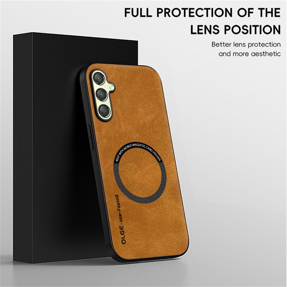 WANLONFENG YBP Series For Samsung Galaxy A25 5G (Global) (161.0mm) Magnetic Case with Tempered Glass Film PU+TPU Phone Cover Large Cutout