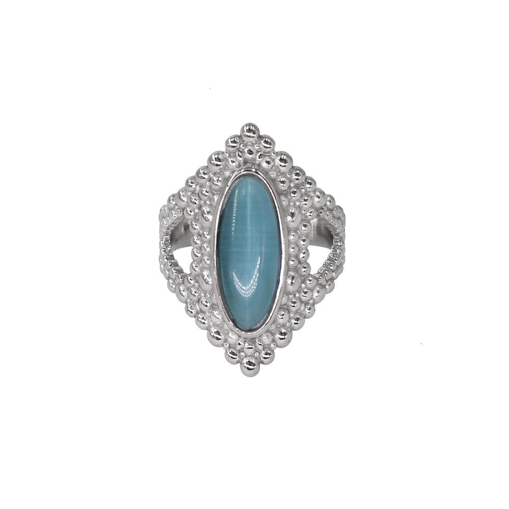 European Bohemian Titanium Steel Natural Stone Open Ring One Size