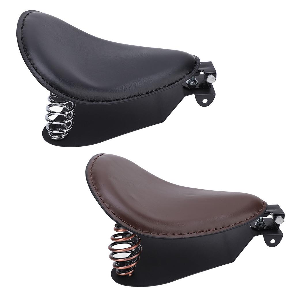 Motorcycle Solo Seat with Spring Bracket Kit Faux Leather Strong Support Universal Fit for Retro Mot