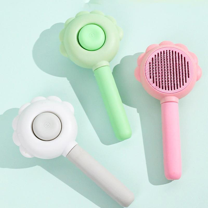 Cat Dog Pet Spray Massage Brush 3 In 1 One Button Steam Spray Folding Rotatable Floating Hair Bath Hair Removal Brush Comb