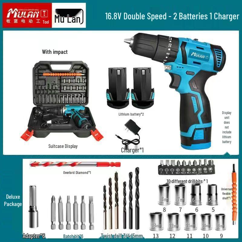 German Mulan Multifunctional Electric Screwdriver & Drill with Rechargeable Lithium Battery