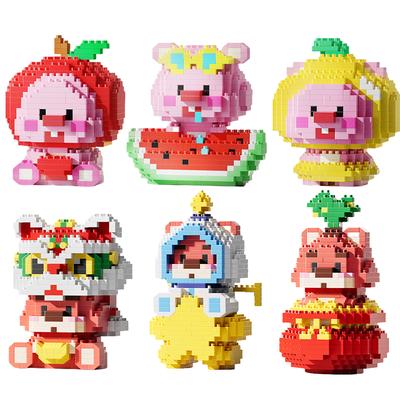 Fruit Loopy Micro Building Blocks Losto Bear Little Beaver Puzzle Model Anime Mini Brick Figure Toy For Christmas Gift