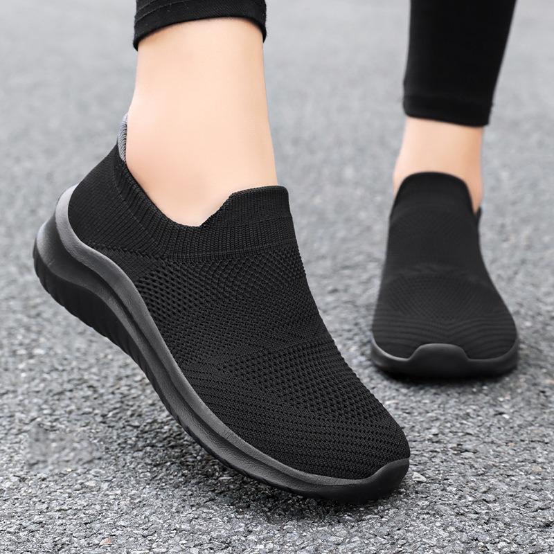 Shoes women's shoes versatile soft-soled casual shoes fly-woven breathable mesh shoes one-pedal single shoes lightweight mother shoes