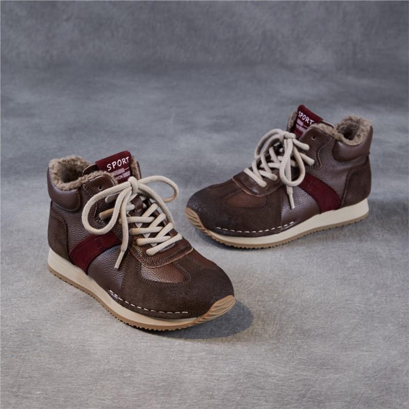 Johnature Plüschige, warme Freizeit-Sportschuhe zum Schnüren, weiche Sohle, bequem und vielseitig – flache Damenschuhe