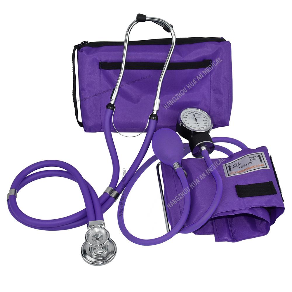 Purple Pink Color-matched Medical Checking Manual BP Cuff Blood Pressure Monitor Stethoscope Upper Arm Aneroid Sphygmomanometer Zinc Alloy