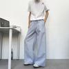 Summer thin plaid casual pants boys trendy brand loose drape straight trousers lazy wind mopping pants