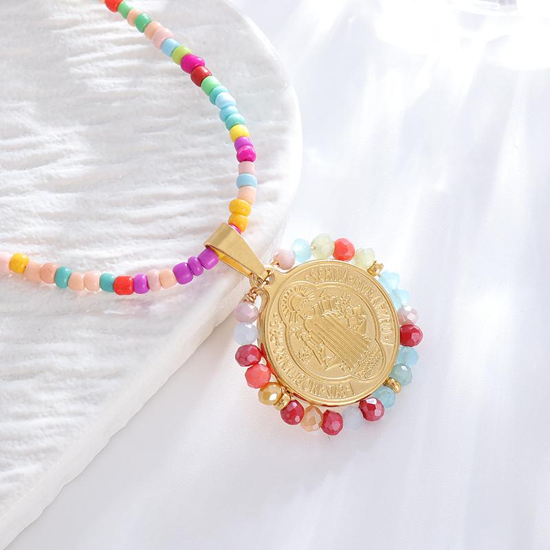 Klassischer katholischer Silberfarbener Anhänger aus Metall mit Jungfrau Maria-Medaille, religiöser Stil, Gebetsamulett-Schmuck