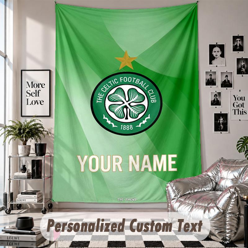 Custom Tapestry Wall Hanging, Celtic FC Personalized Name Text Home Wall Decor